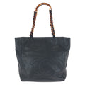 Chanel Vintage CC Logo Black Caviar Leather Marble Chain Tote Shoulder