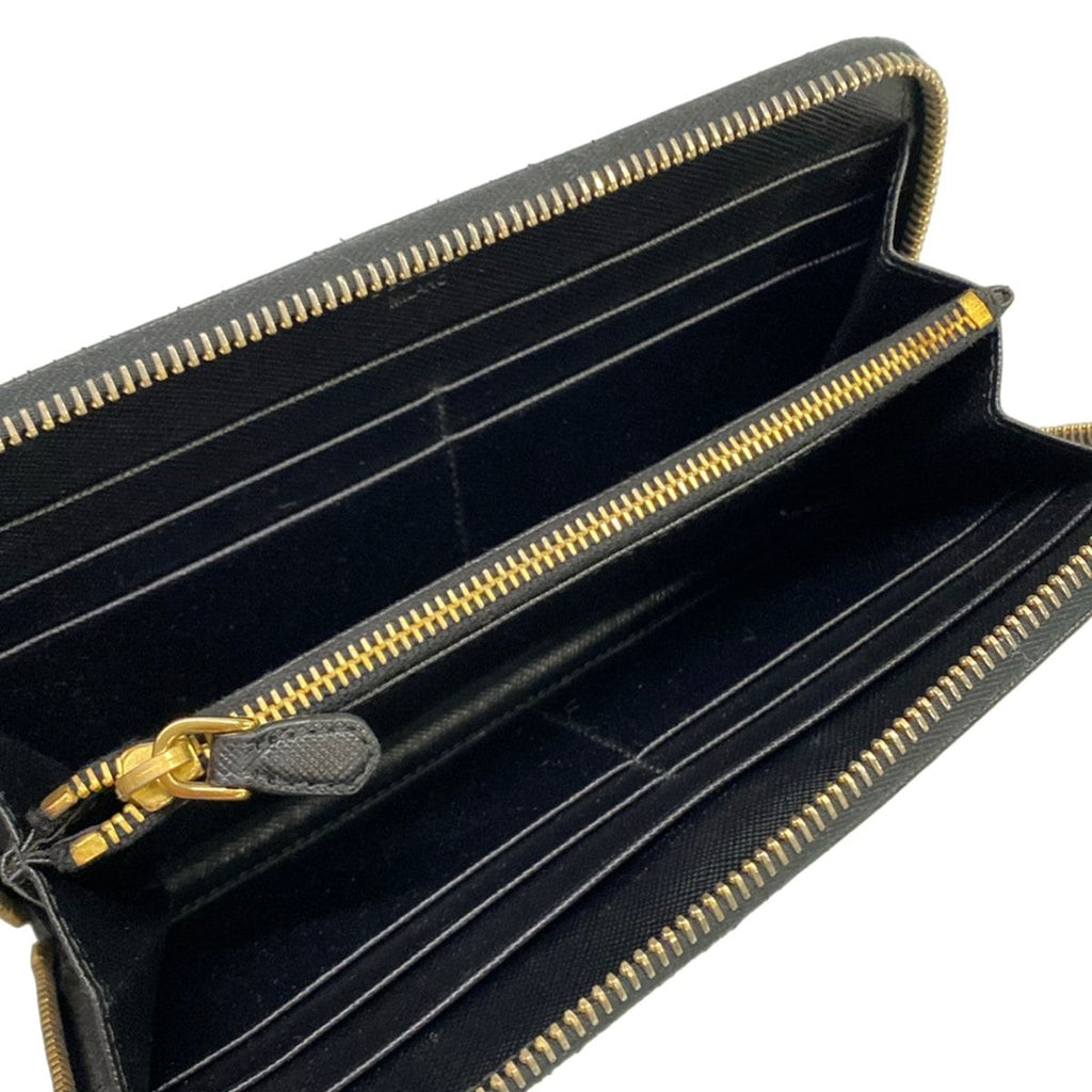 Prada Wallet Black Zip Around Leather — view 3