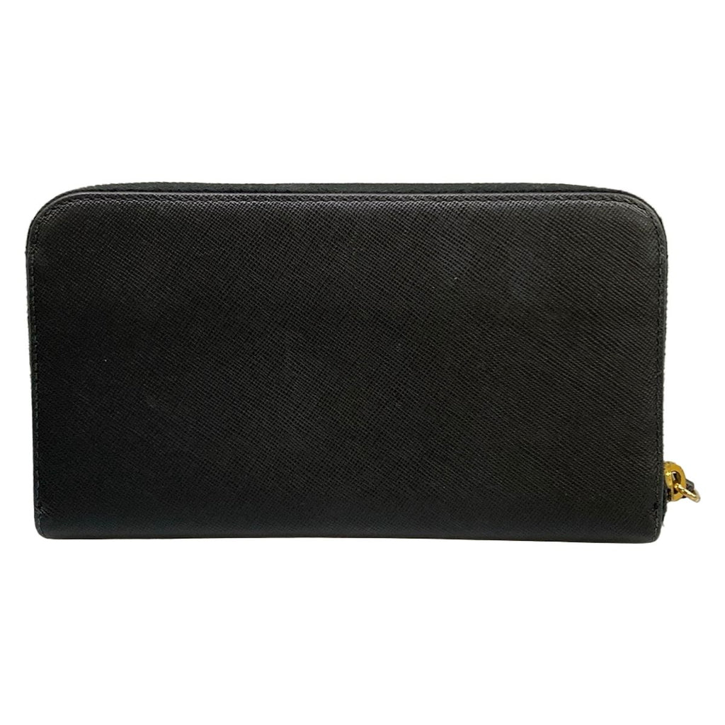 Prada Wallet Black Zip Around Leather — view 2