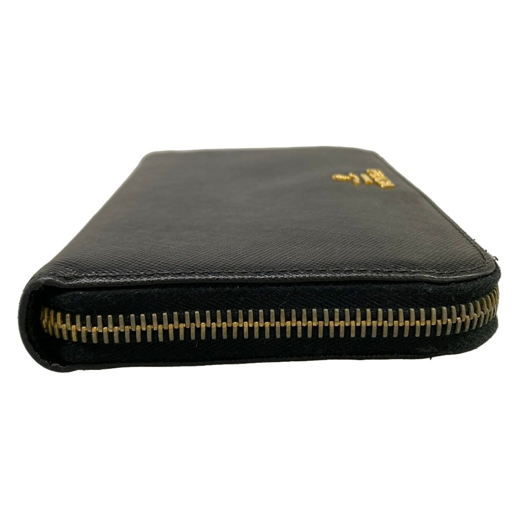 Prada Wallet Black Zip Around Leather — view 8