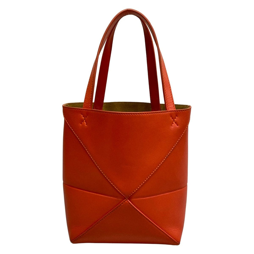 Loewe Tote Puzzle Fold Mini Orange Folding Leather — view 3