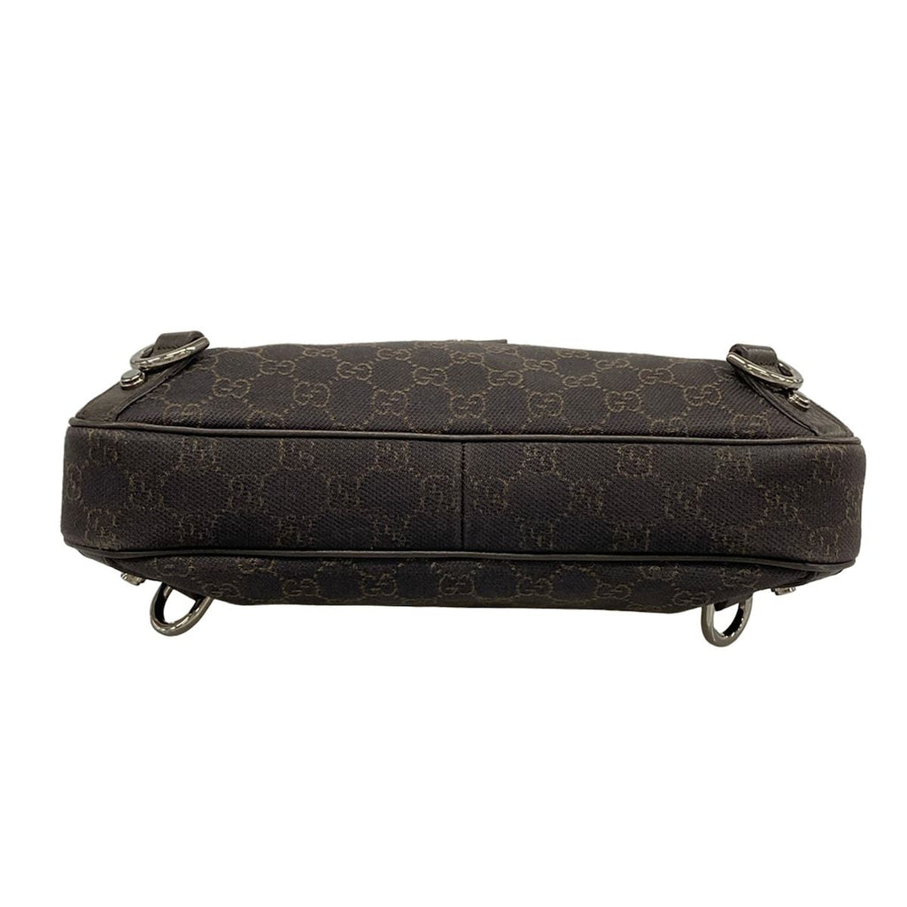 Gucci Shoulder Bag Abbey Dark Brown Beige Leather — view 5