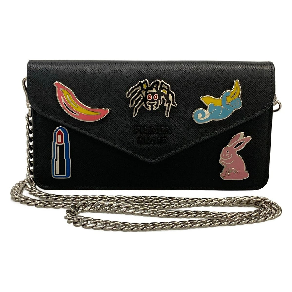 Prada Shoulder Bag Black Chain Leather