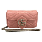 Gucci Shoulder Bag GG Marmont Pink Chain Leather
