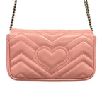 Gucci Shoulder Bag GG Marmont Pink Chain Leather — view 3