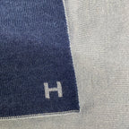 Hermes Scarf le Tour Light Blue Navy Cashmere Silk — view 4