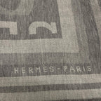 Hermes Shawl Light Gray Wool Scarf — view 4