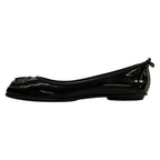 Chanel Flat Shoes 37.5 C Black CC Logo Ribbon Leather Lambskin