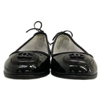 Chanel Flat Shoes 37.5 C Black CC Logo Ribbon Leather Lambskin — view 5