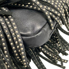 Saint Laurent Paris Shoulder Bag Black Fringe Studs Leather — view 6