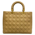 Dior Handbag Lady Large Bag Beige Gold Lambskin — view 3