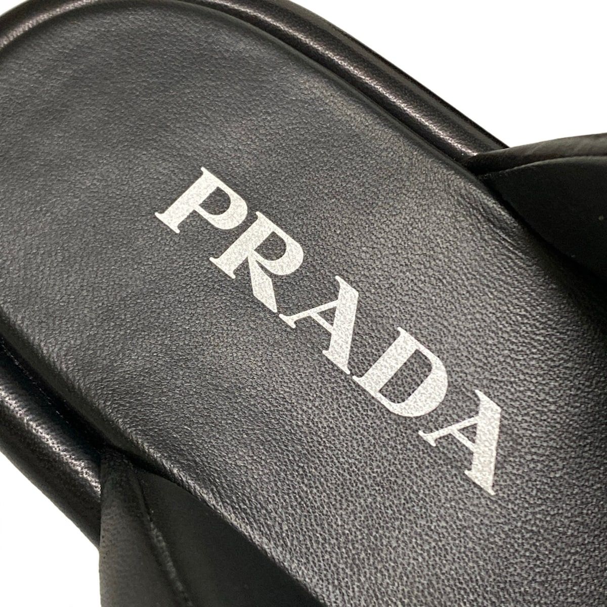 Prada Sandals 39 Black Cross Platform Leather — view 9