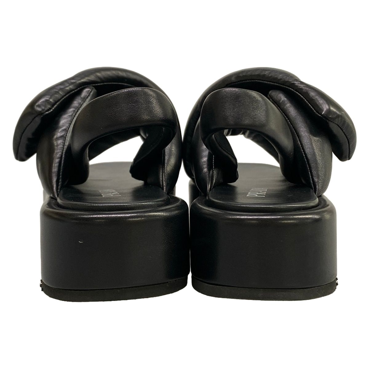 Prada Sandals 39 Black Cross Platform Leather — view 6
