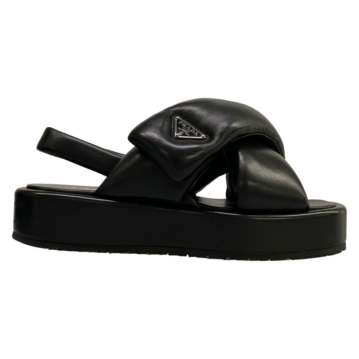 Prada Sandals 39 Black Cross Platform Leather — view 4