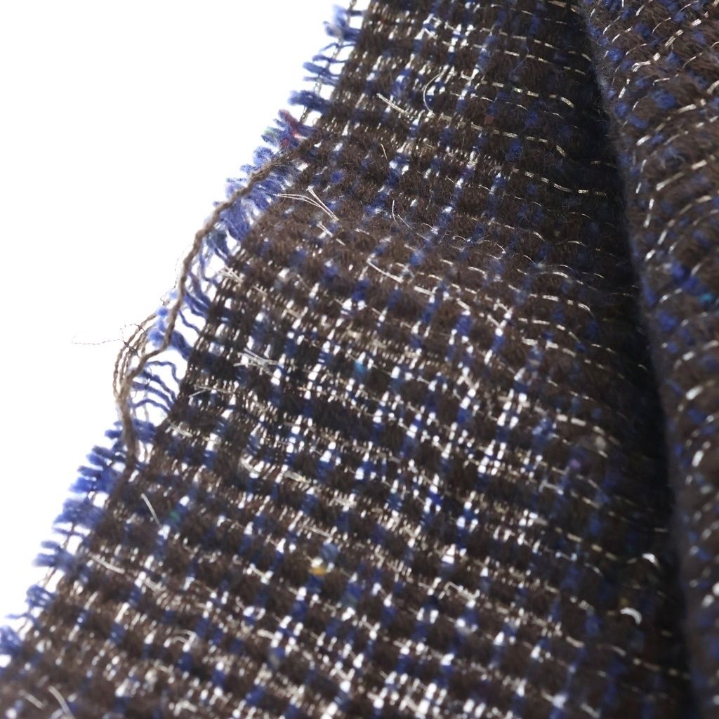 Chanel Cashmere Blend Tweed CC Logo Scarf Charcoal Gray Navy — view 6