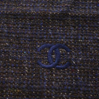 Chanel Cashmere Blend Tweed CC Logo Scarf Charcoal Gray Navy — view 3