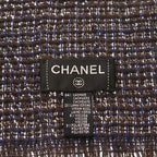 Chanel Cashmere Blend Tweed CC Logo Scarf Charcoal Gray Navy — view 5