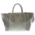Prada 2-Way Shoulder Bag Gray Suede Canvas Silver
