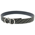 Dior CD Logo Buckle Belt Oblique Black Pattern Navy Canvas Leather Silver