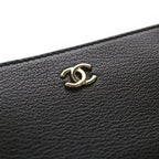 Chanel CC Logo Zip Coin Case Mini Wallet Black Leather Gold — view 5