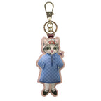 Gucci Key Charm Higuchi Yuko Cat Bow BO Bag Key Ring Key Holder Pink Leather