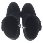 Chanel Short Boots CC Logo Turnlock Black Suede Leather — view 4
