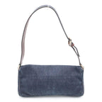 Fendi Logo One Mini Shoulder Bag Indigo Blue Brown Denim Leather Silver — view 2