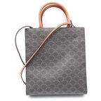 Celine Small Vertical Cover Triomphe 2-Way Shoulder Bag Tote Brown Leather Gold — view 2