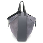Loewe Hammock Suede Combination Shoulder Bag Gray Leather Silver — view 2