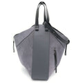 Loewe Hammock Suede Combination Shoulder Bag Gray Leather Silver