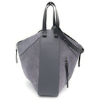 Loewe Hammock Suede Combination Shoulder Bag Gray Leather Silver