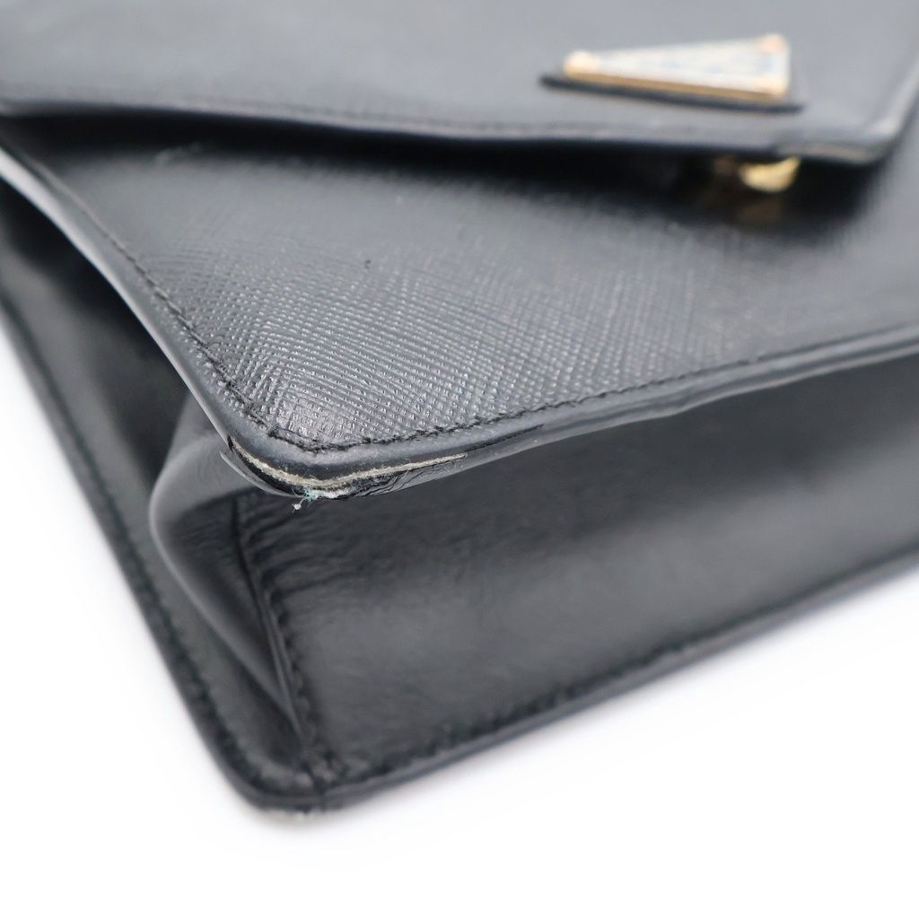 Prada Saffiano Leather Shoulder Bag Black — view 6