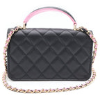 Chanel Quilted Phone Case Shoulder Bag Mini Chain Black Pink Lambskin Gold — view 2