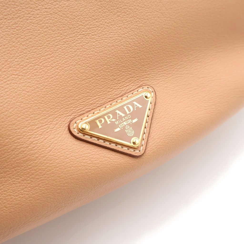 Prada Demil Large Cross Belt Bag Beige Leather Gold — view 6