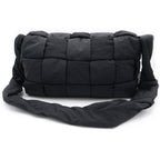 Bottega Veneta Maxi Intrecciato Padded Cassette Shoulder Bag Black Nylon Silver — view 2