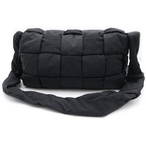 Bottega Veneta Maxi Intrecciato Padded Cassette Shoulder Bag Black Nylon Silver — view 2