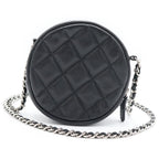 Chanel Quilted Round Chain Mini Shoulder Bag Black Caviar Leather Silver — view 2