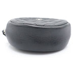 Chanel Quilted Round Chain Mini Shoulder Bag Black Caviar Leather Silver — view 4