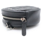 Chanel Quilted Round Chain Mini Shoulder Bag Black Caviar Leather Silver — view 3