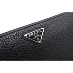 Prada Leather Zip Around Wallet Silver Black — view 4