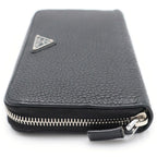 Prada Leather Zip Around Wallet Silver Black — view 3