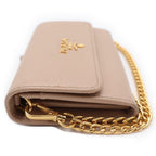 Prada Saffiano Chain Wallet Charm Leather Beige Gold — view 3
