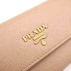 Prada Saffiano Chain Wallet Charm Leather Beige Gold — view 4
