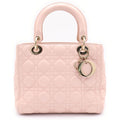 Dior Lady Cannage 2-Way Shoulder Bag Light Pink Lambskin Gold