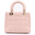 Dior Lady Cannage 2-Way Shoulder Bag Light Pink Lambskin Gold — view 2