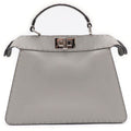 Fendi Peekaboo Selleria Small Handbag Gray Leather Silver