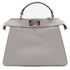 Fendi Peekaboo Selleria Small Handbag Gray Leather Silver — view 2