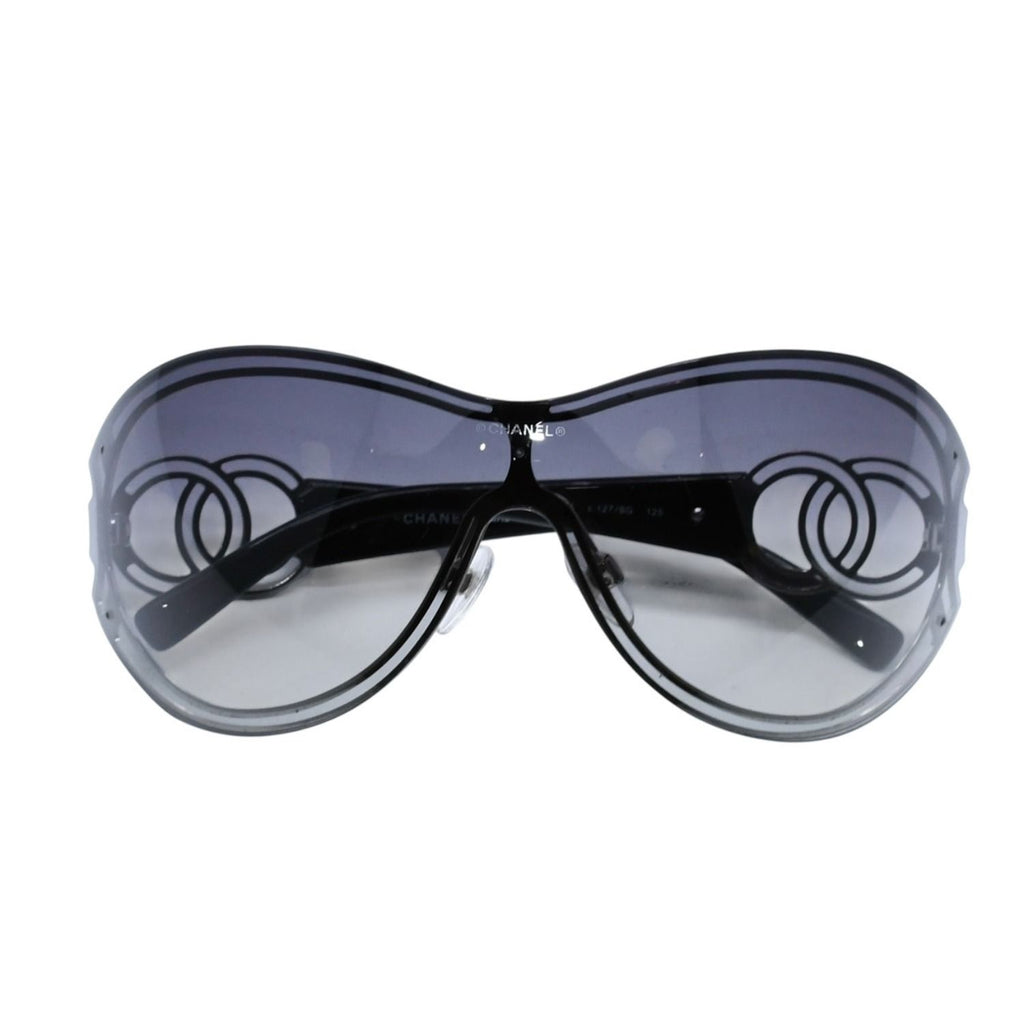 Chanel Shield Sunglasses Eyewear 125 CC Logo Black Silver — view 2
