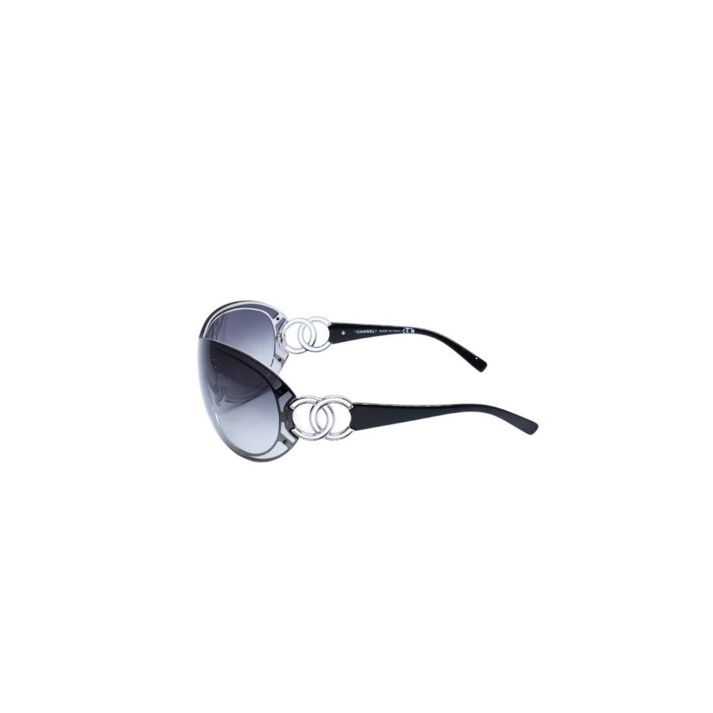 Chanel Shield Sunglasses Eyewear 125 CC Logo Black Silver — view 6