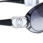 Chanel Shield Sunglasses Eyewear 125 CC Logo Black Silver — view 8